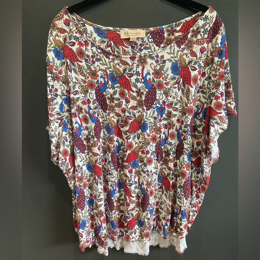 Philosophy Plus Size Multicolor Peacock Floral Top